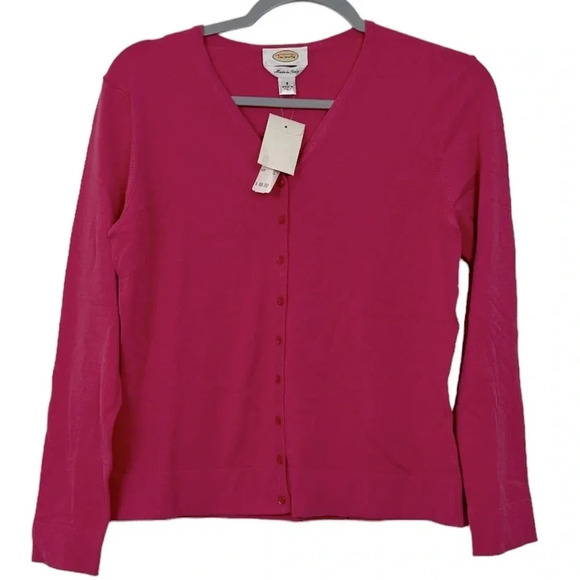 Talbots Made In Italy Vintage New Women’s Small Pink Button Up Sweater Cardigan - Picture 1 of 8